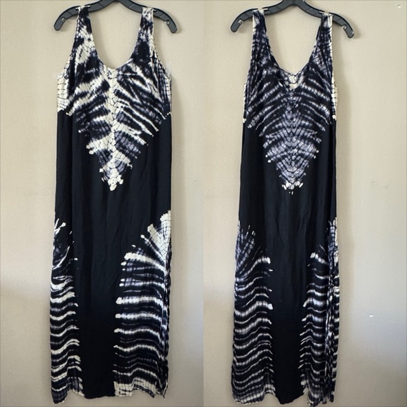 NWT YFB Blais Black Tie Dye Maxi Dress Size M - Picture 1 of 6